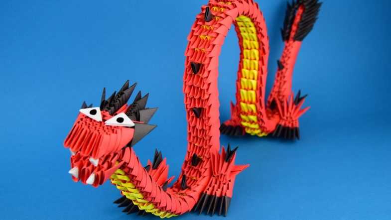 Мастер-класс поделка изделие оригами китайское модульное дракон мк бисер бумага бусины