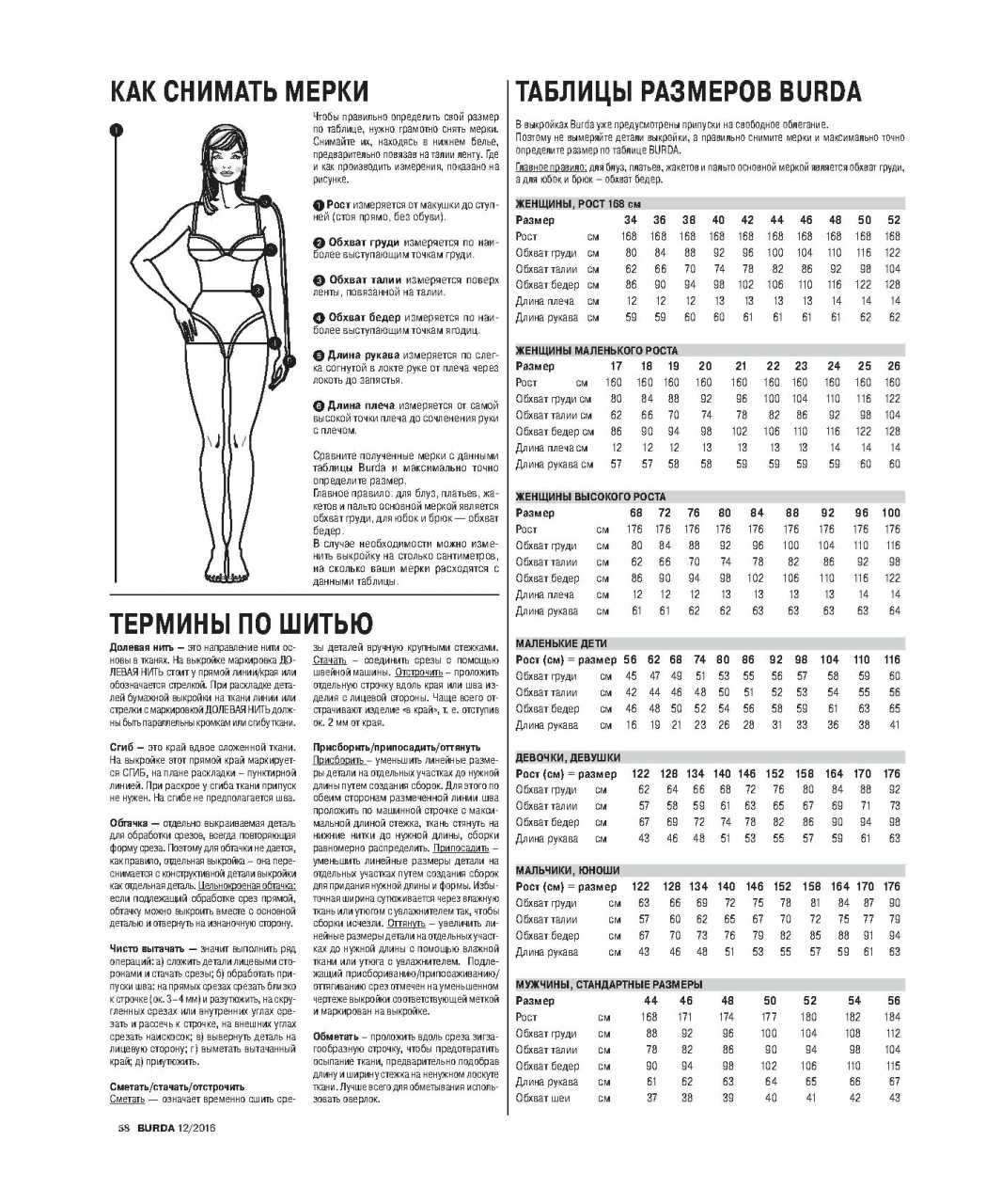 Таблицы размеров одежды: женская, мужская, детская | всё о тканях