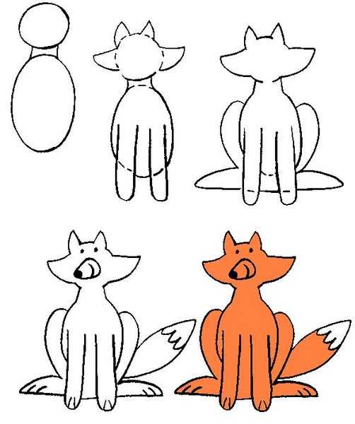 Как нарисовать лису поэтапно | рисунок мультяшной лисы для детей