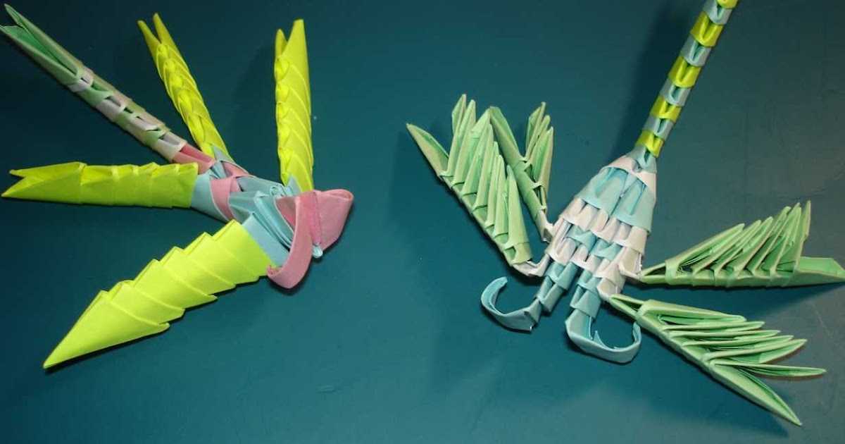 Стрекозы из бумаги. оригами. модульная техника - поделки вместе с детьми