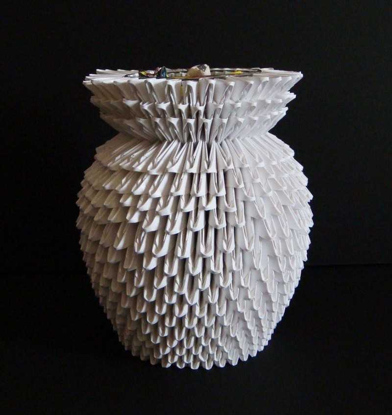 Ваза оригами - изготовление цветочной вазы в технике модульного оригами. простая ваза, фигурная