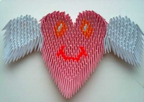 Картина панно рисунок мастер-класс валентинов день оригами китайское модульное цветочное сердце модульное оригами бумага клей