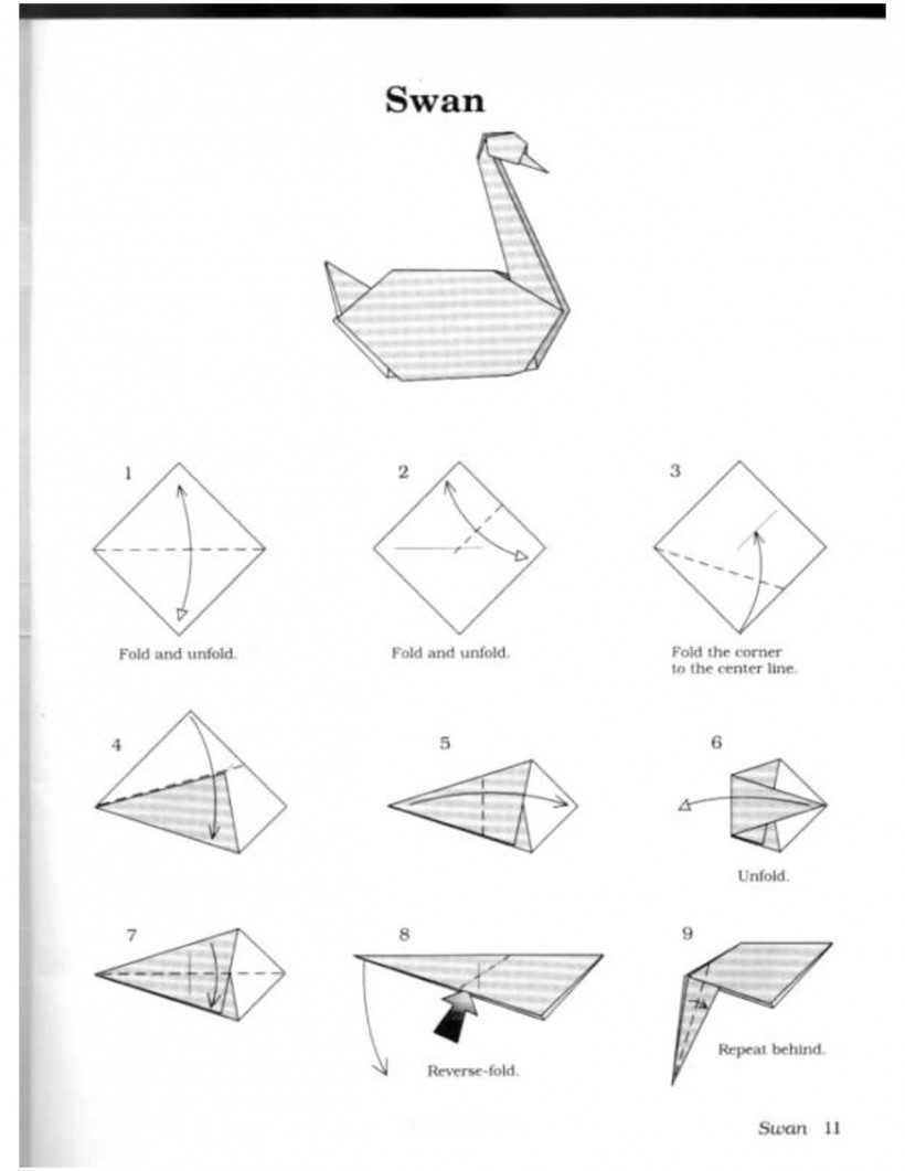 Делаем лебедя из бумаги в технике оригами - пошаговая схема для начинающих. большой бумажный лебедь из модулей