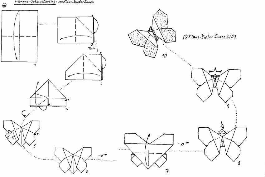 Оригами бабочка схема