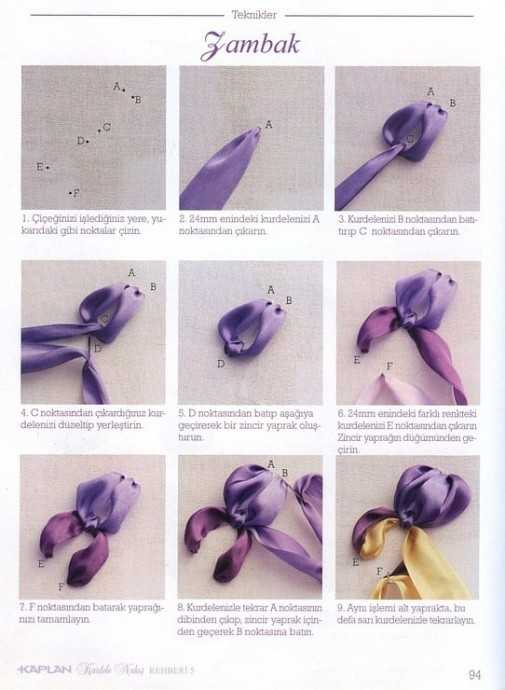 Вышивка лентами розы - пошаговая инструкция для начинающих